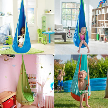 Swing Pod Children Roof Air Cushion Hammock Chair Courtyard Zipper Hanging Seat Home Space Saving Comfortable Indoor Tree
